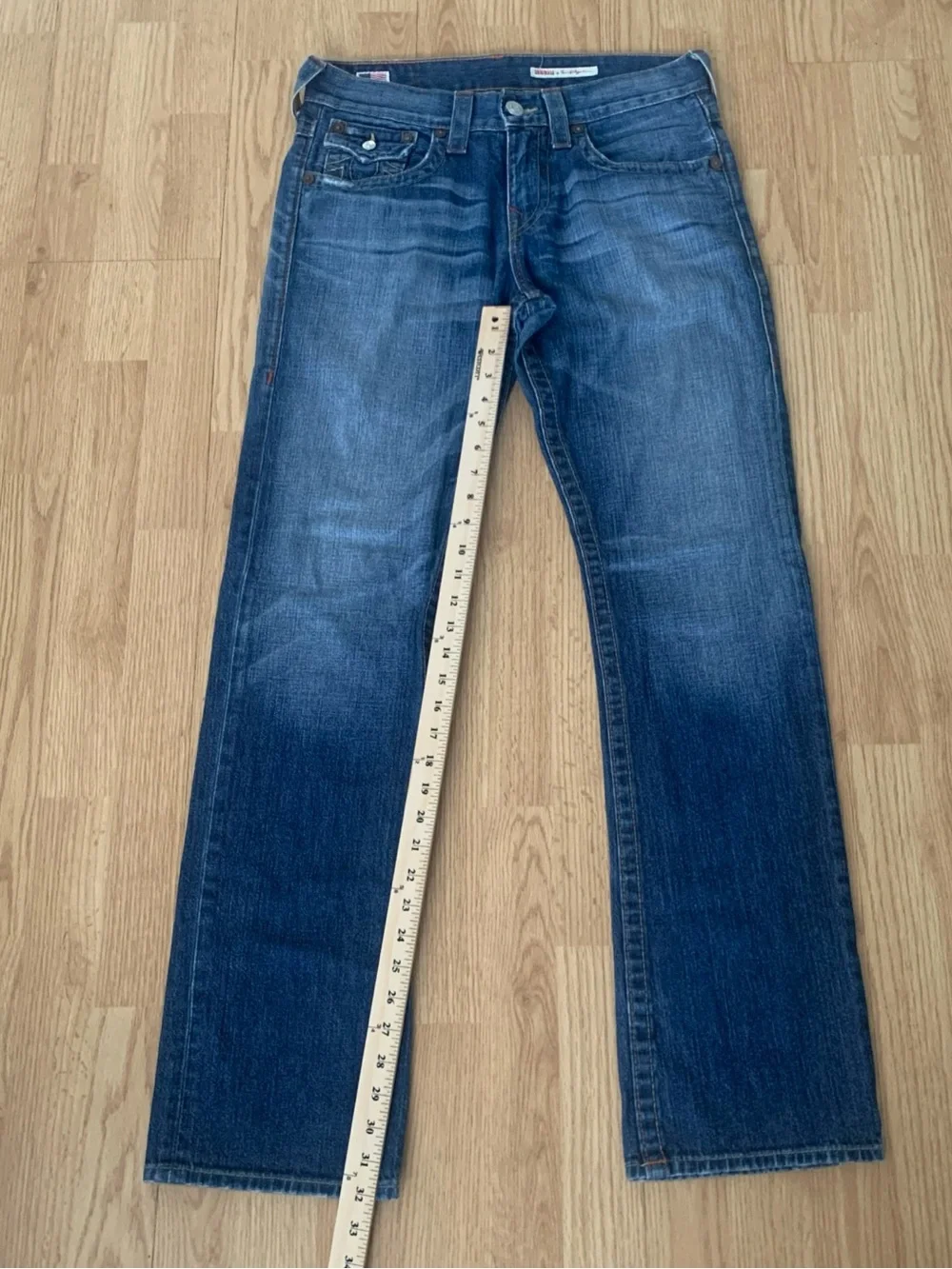 VTG True Religion Ricky Jeans 30 Flap Pockets Blue Medium Wash 100% cotton Y2K